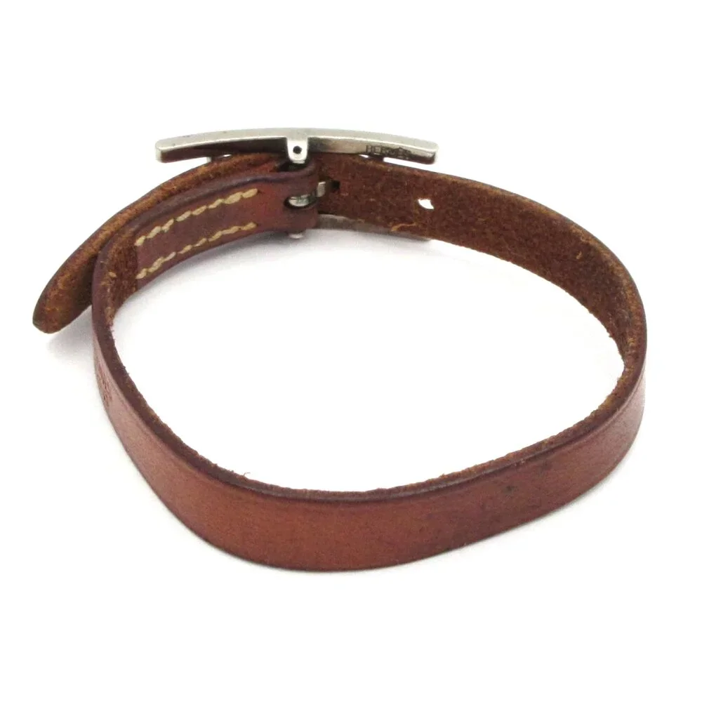 Hermès Hapi 3 Bracelet Brown Silver Leather Hardware